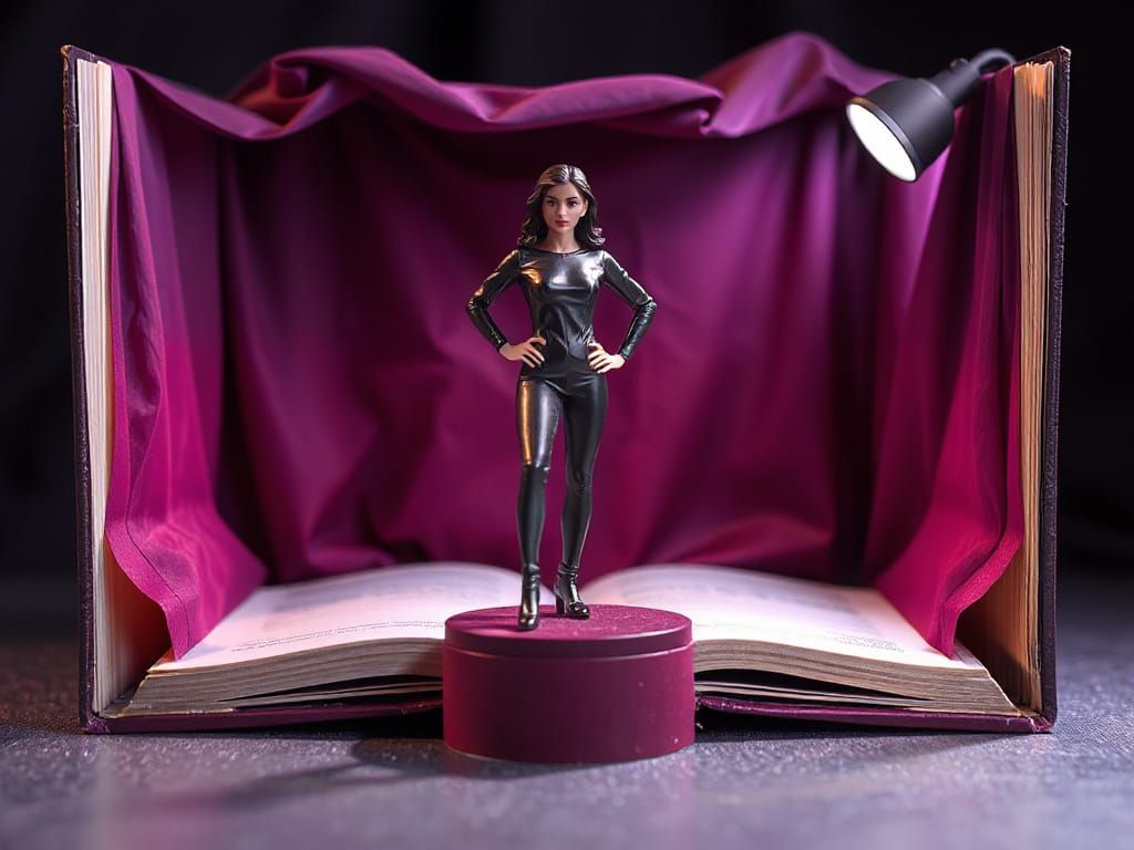 Miniature Woman in Book Diorama, Studio Lighting