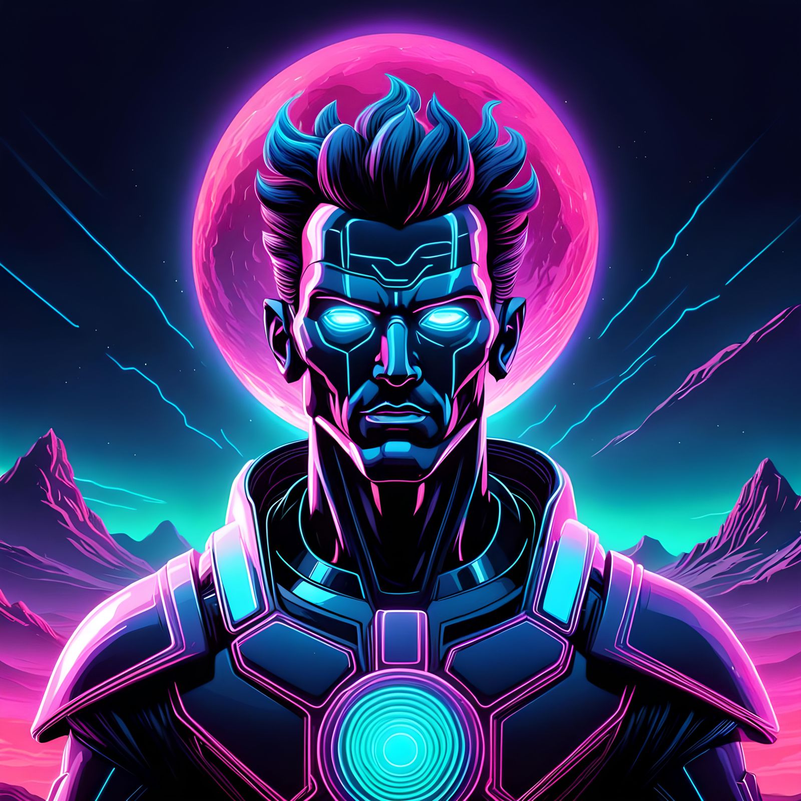 Synthwave God from Inner Earth Portrait