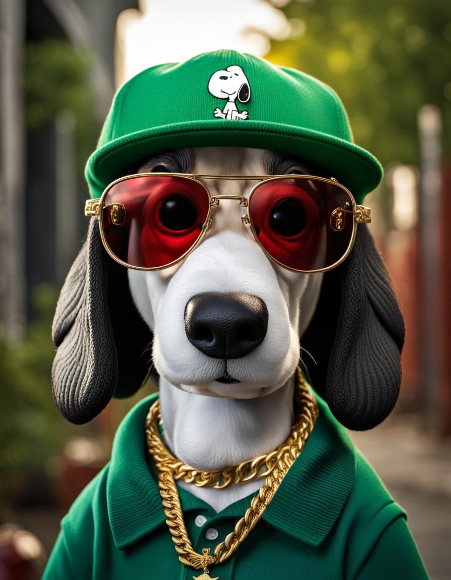 Snoopy as Snoop Dogg in Hyperrealistic Detail