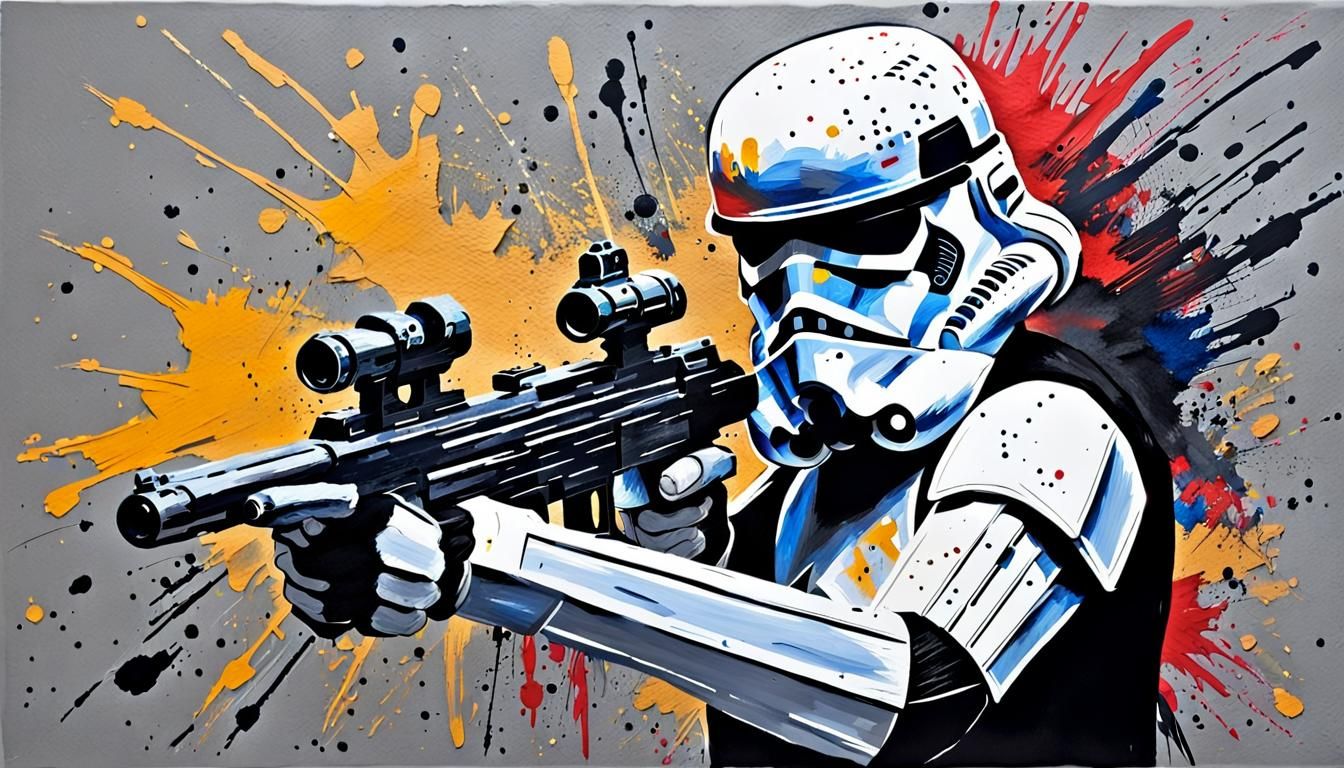 Stormtrooper and Han Solo in Gesture Painting Style