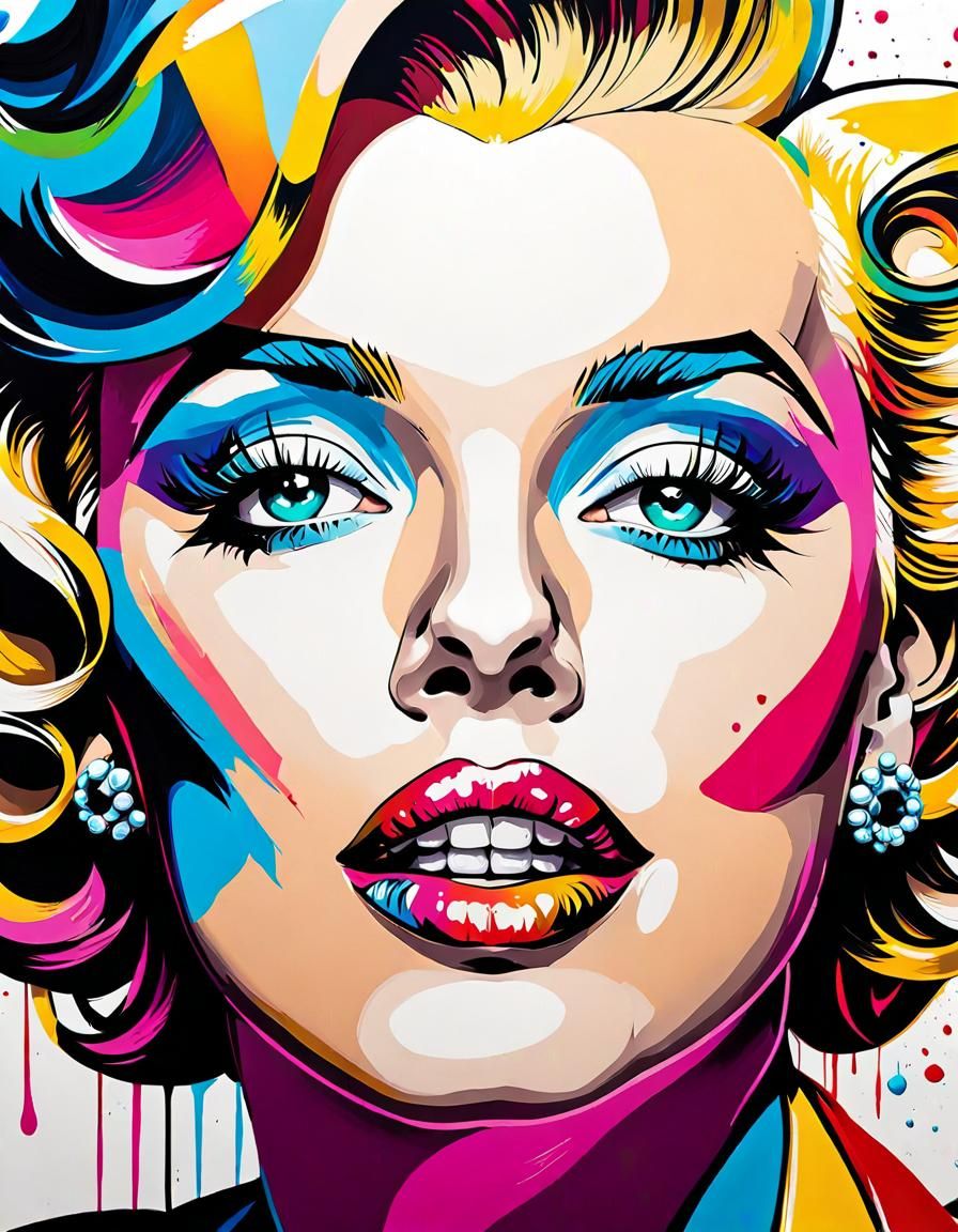 Colorful Marilyn Monroe Portrait in Graffiti Street Art