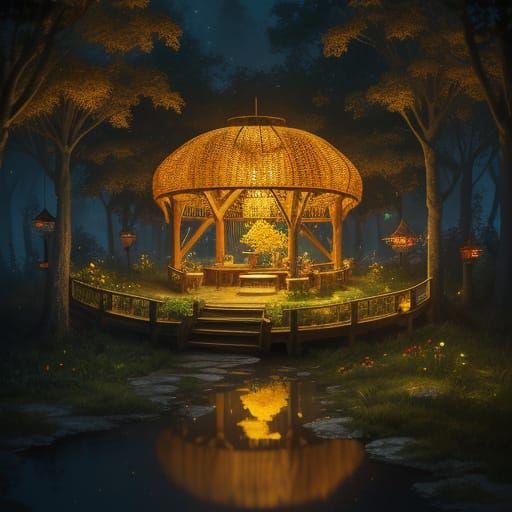 Fantasy Eco-Village: Wicker Pavilion in Treetops