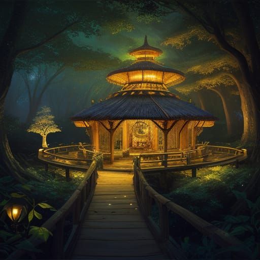 Fantasy Eco-Village: Wicker Pavilion in Treetops