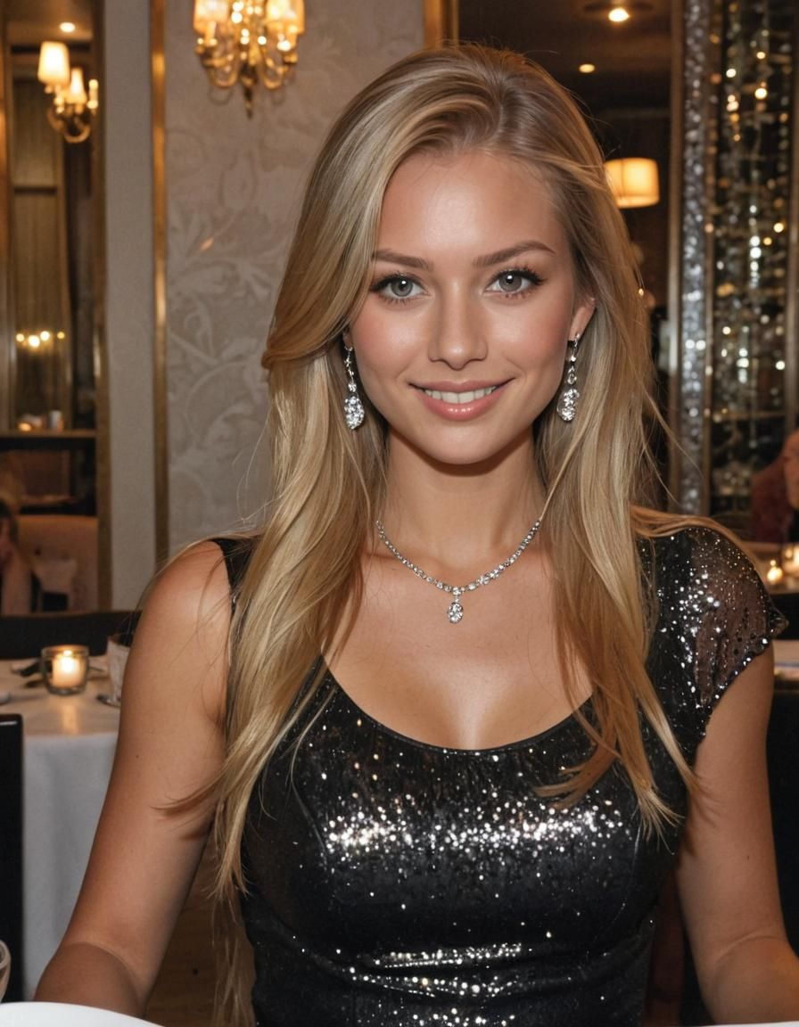 Elegant Blonde Model at Sushi Dinner