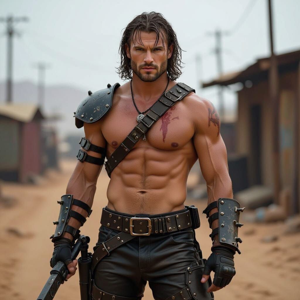 Beefcake Mad Max Halloween Costume with Weapons