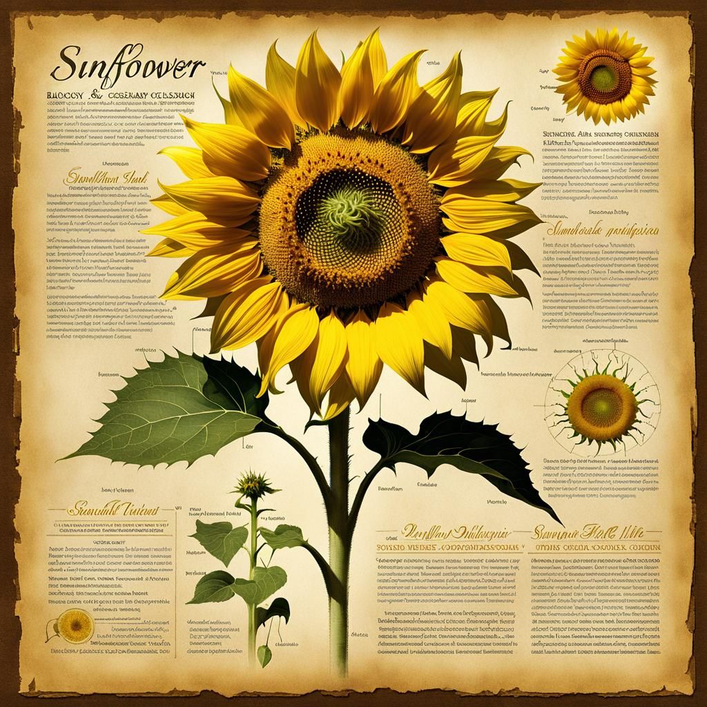 Biology Book Illustration, The Sunflower 🌻📖