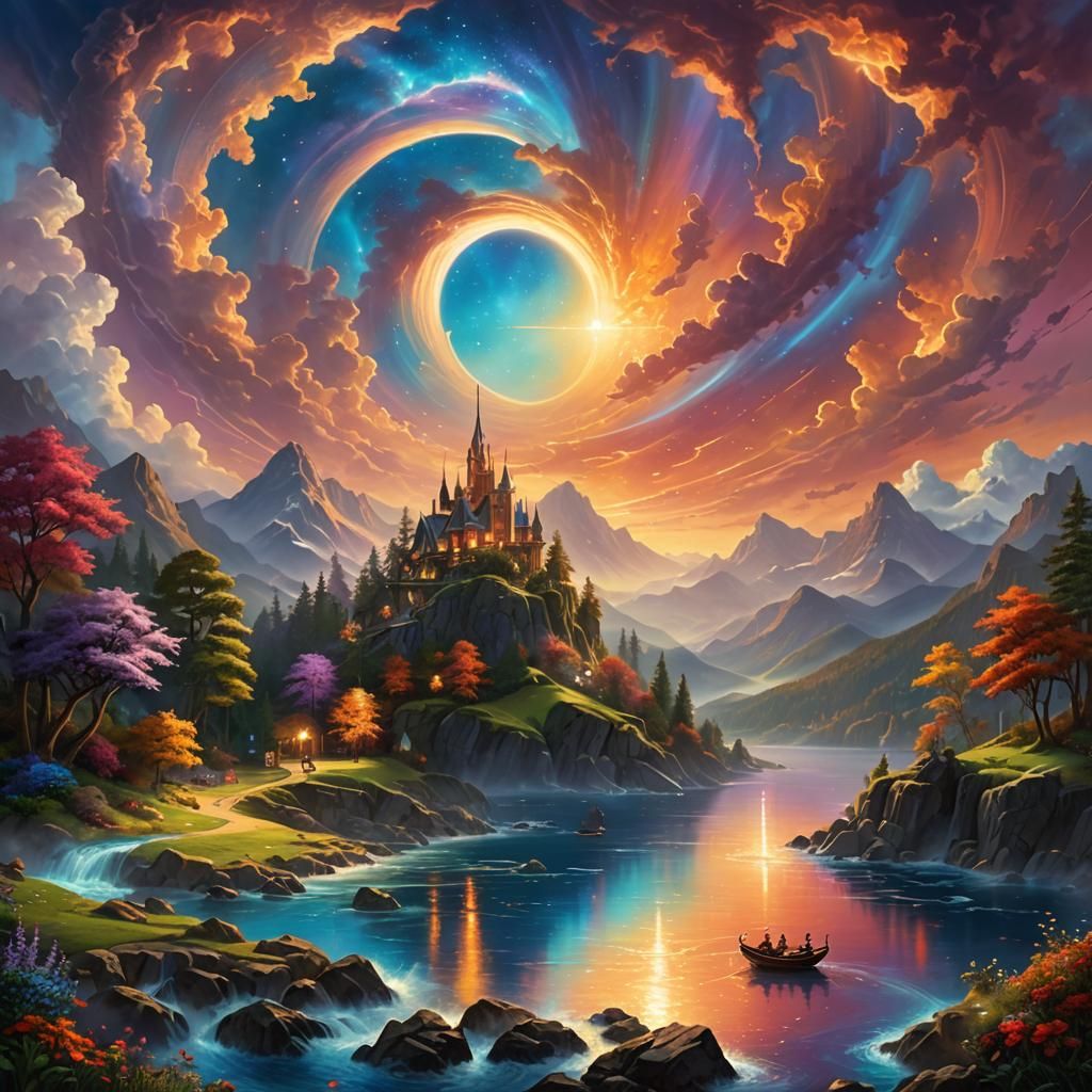 Cosmic Vortex: Ethereal Fantasy Illustration