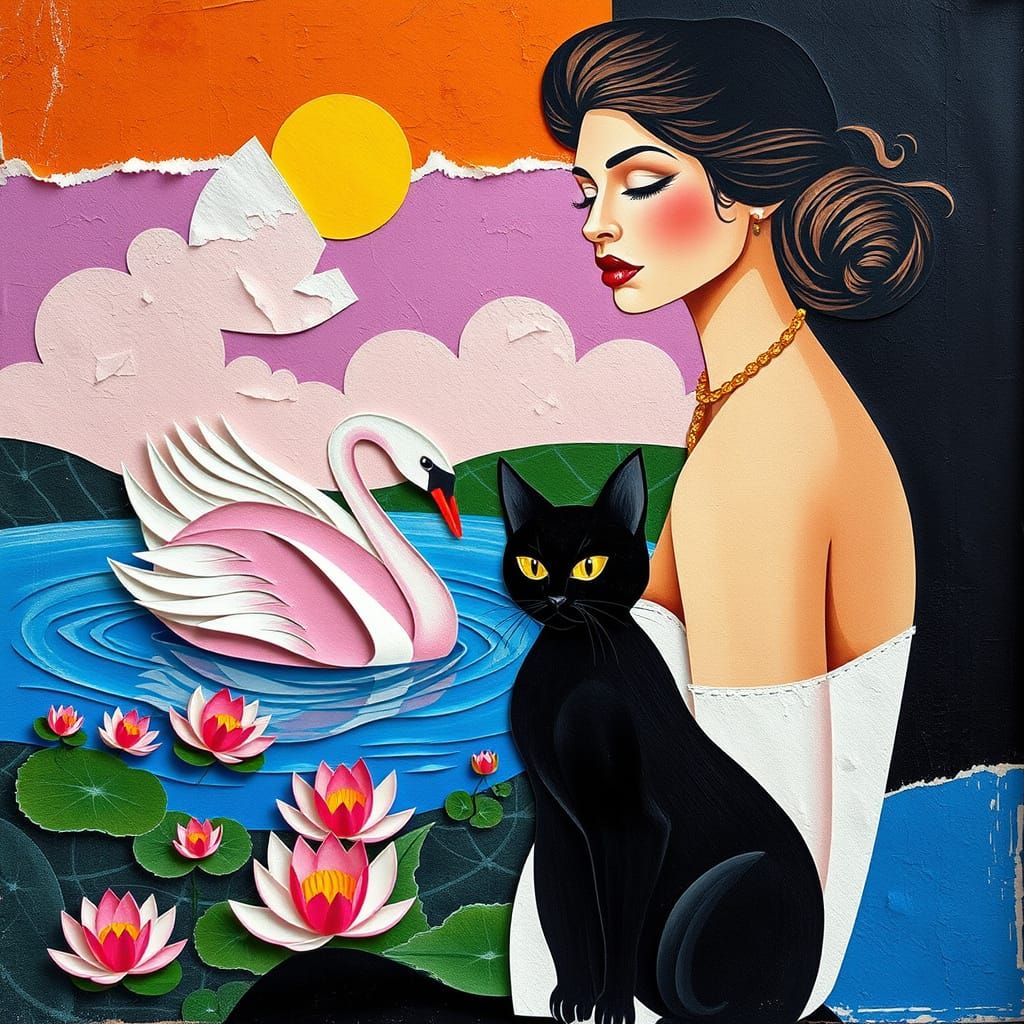 Cubist Beauty in Mixed Media