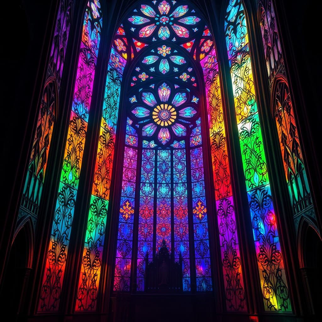 Gothic Stained Glass Masterpiece in a Grand Church