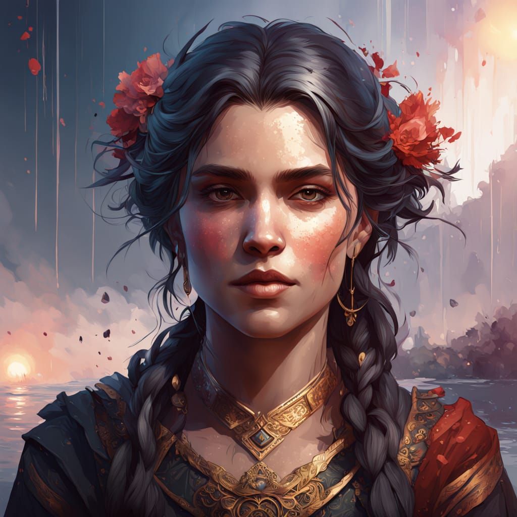 Mysterious Lady in Rainy Twilight