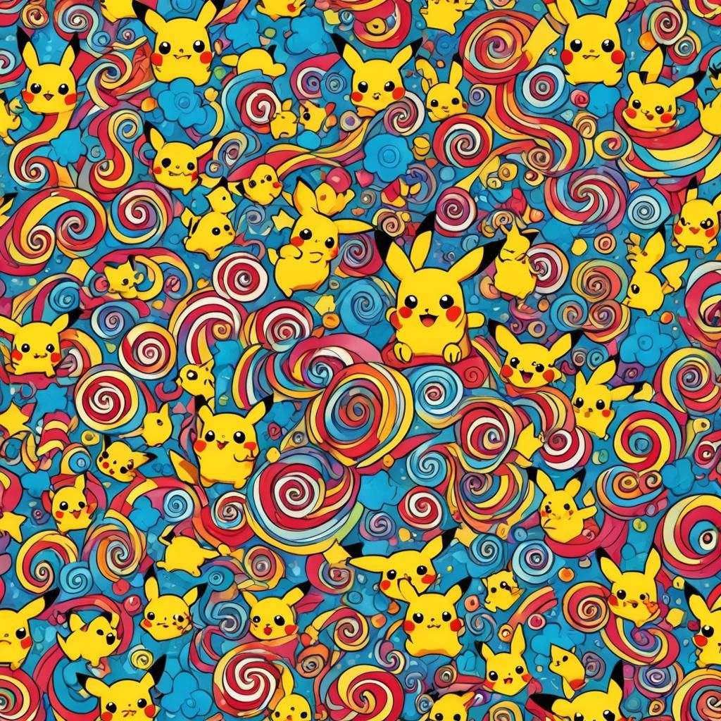 Chibi Pikachu in a Vibrant Candyland Wonderland