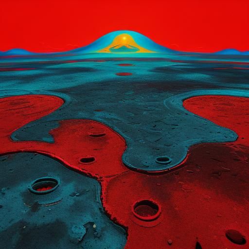 Surreal Numbers in Futuristic Landscape, Digital Art