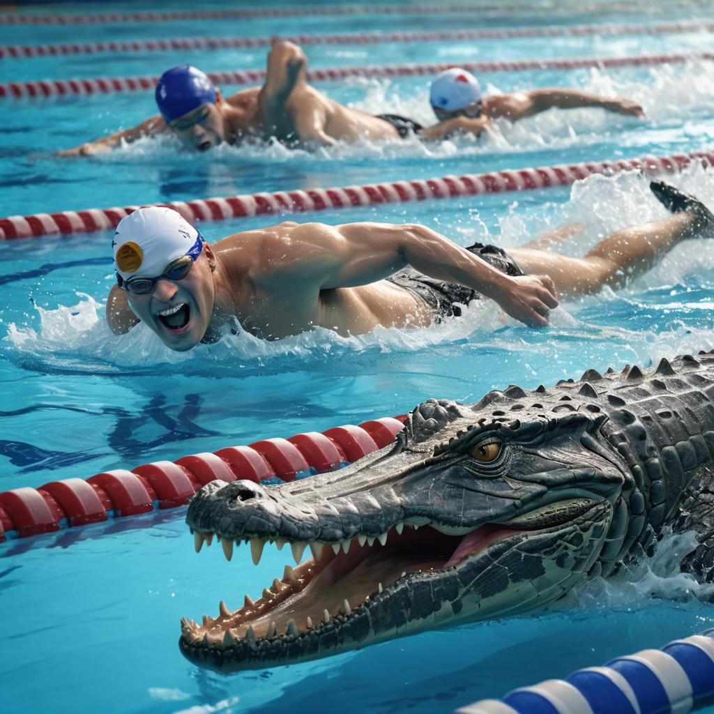 Swimming Competition with Crocodile Competitor