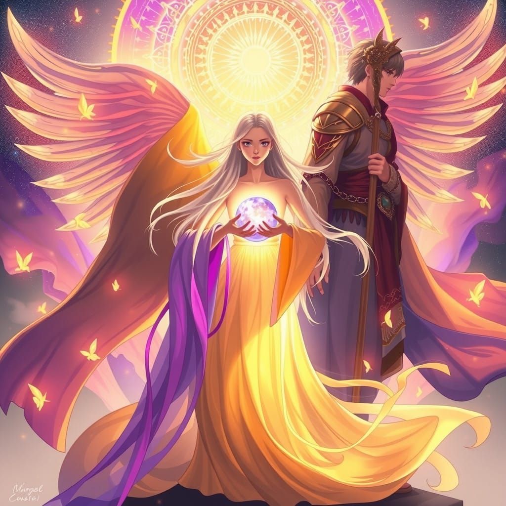 Ethereal Guardian in Harmony with Cosmic Energy