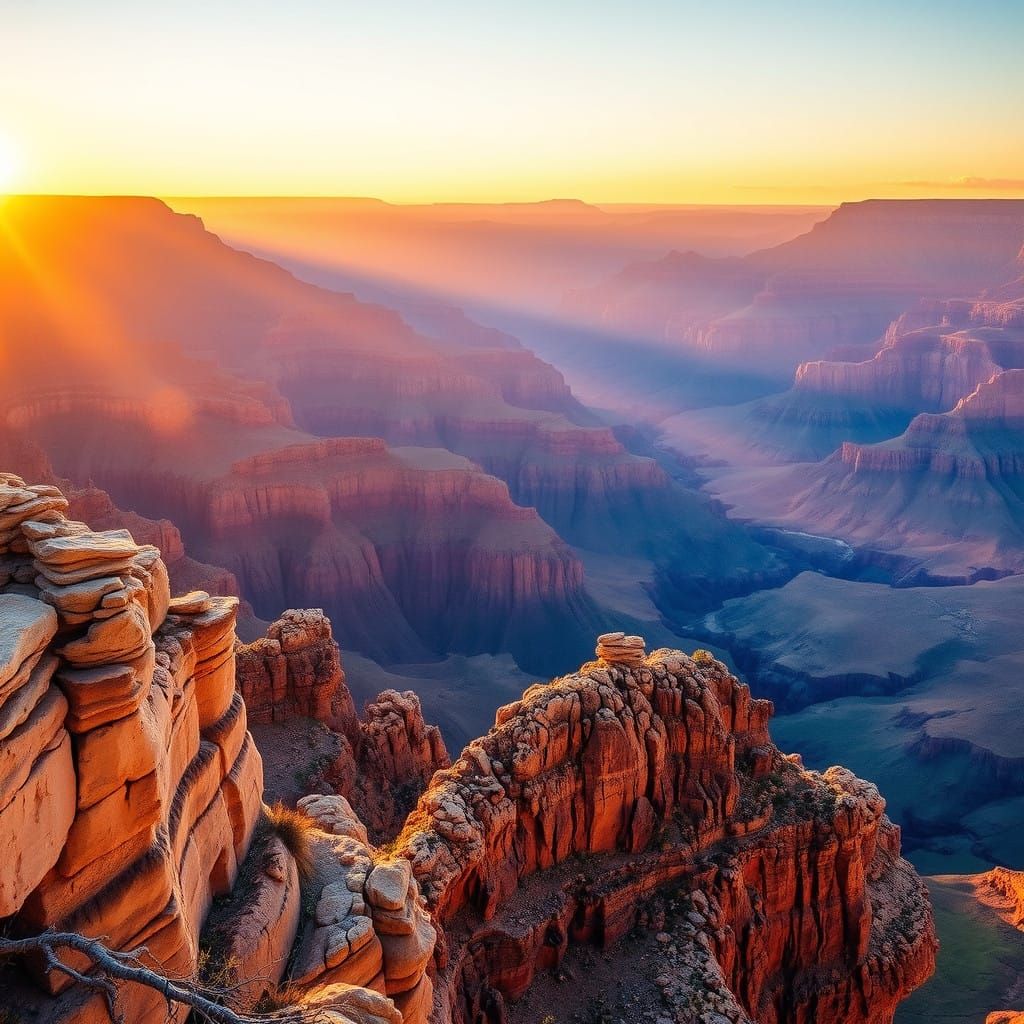 Vibrant HDR Landscape of the Grand Canyon at Dawn