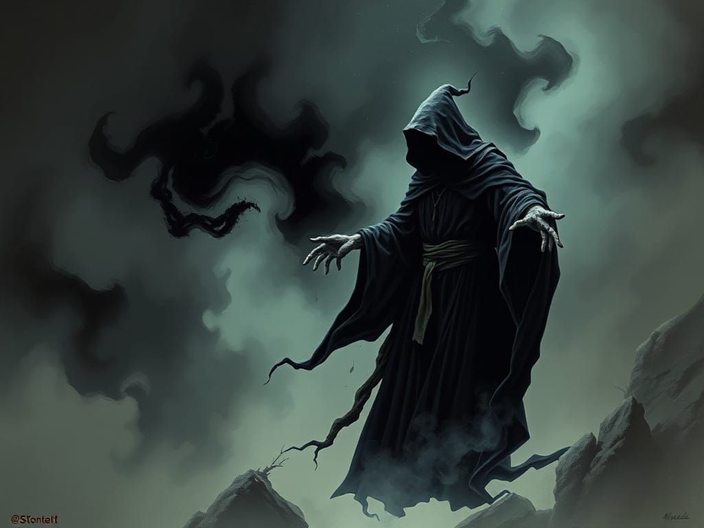 Ethereal Gothic Figure in Dark Mystical Atmosphere