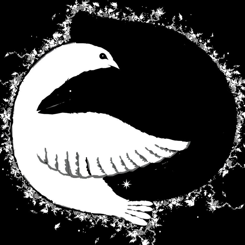 Harmonious Raven and Dove Yin-Yang in Splash Art