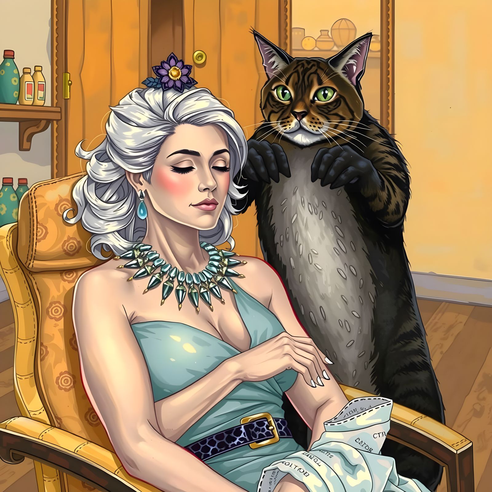 Feline Beauty Salon Scene