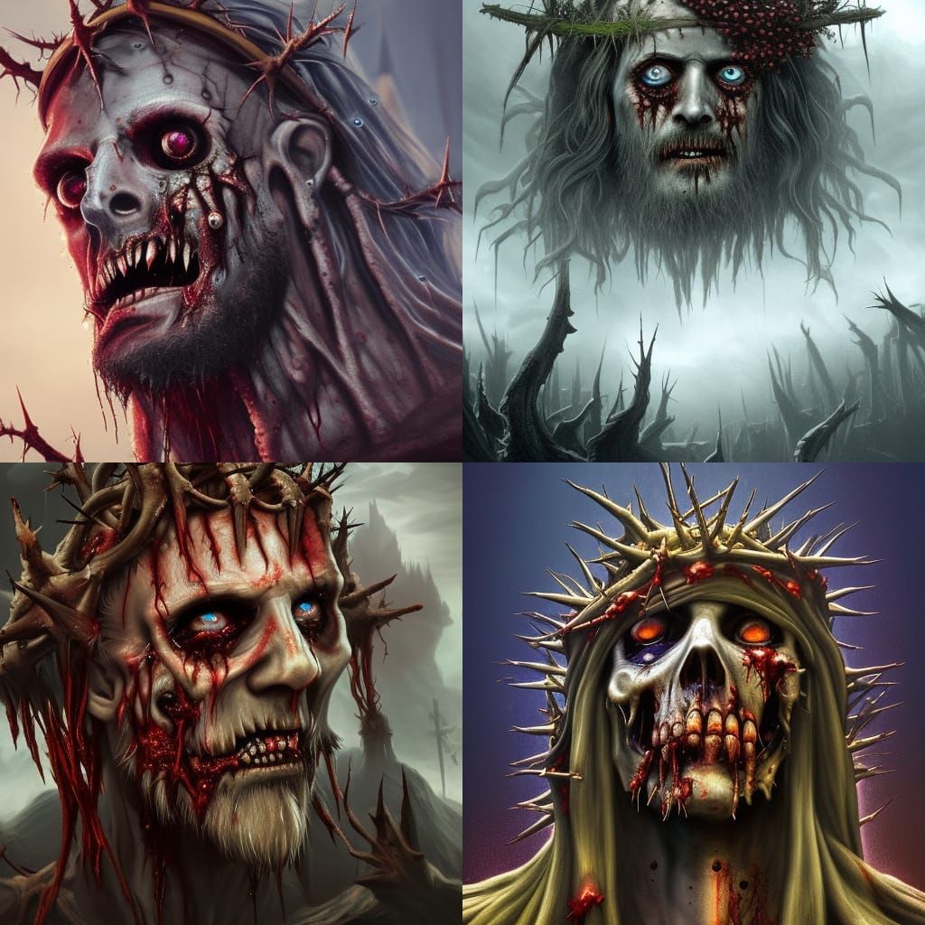 Rotting Zombie Jesus with Crown of Thorns