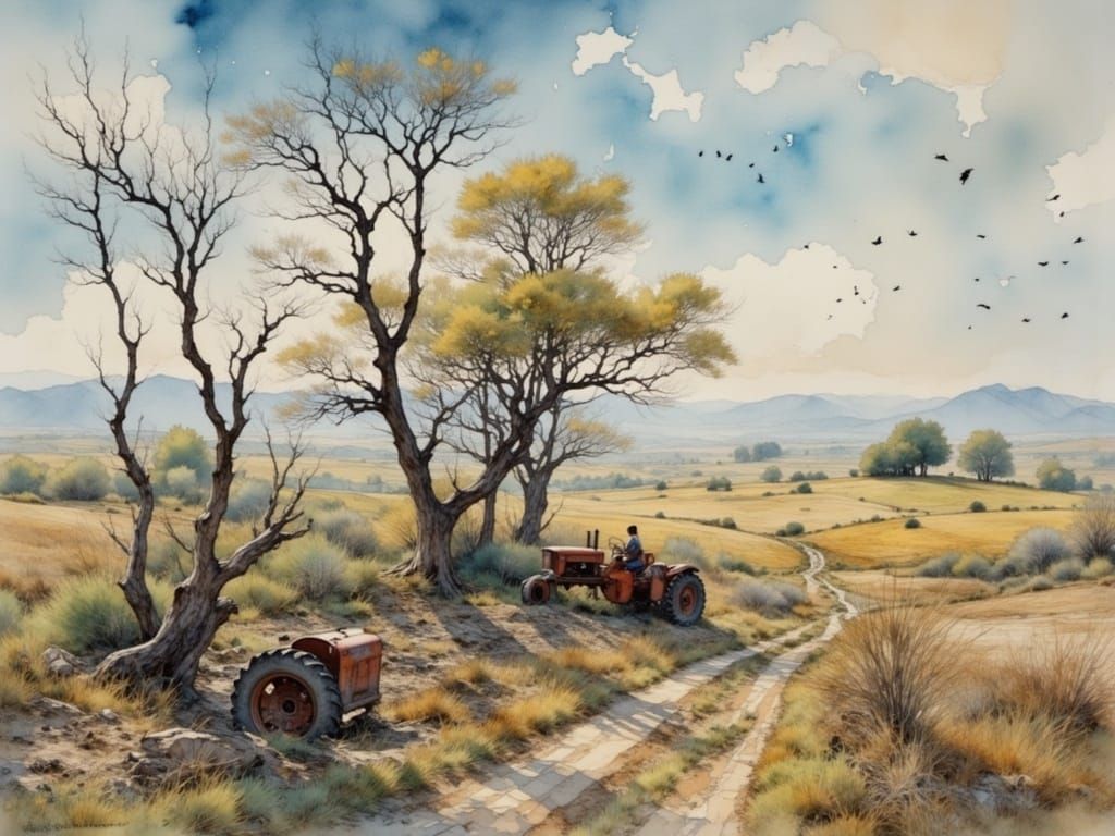 Serene Rural Landscape as Painterly Impression