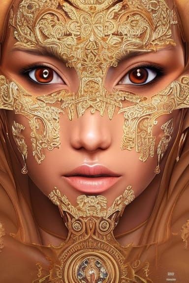 Ornate Goddess Queen Portrait in Hyperrealism