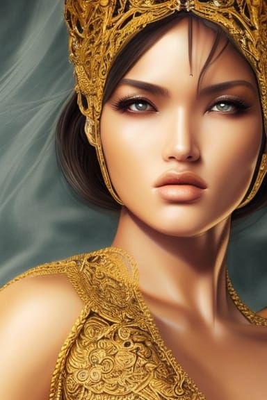 Ornate Portrait of a Beautiful Goddess Queen