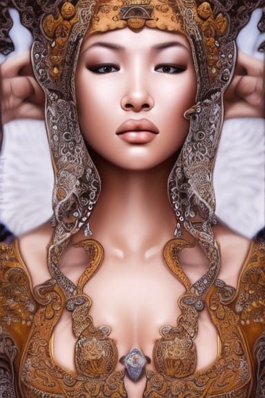 Goddess Queen Portrait in Hyperrealistic Style