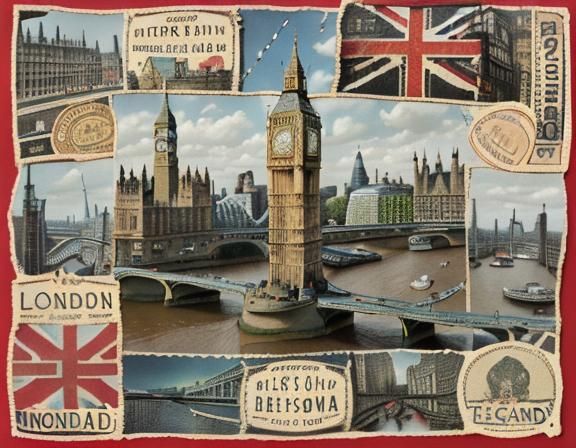 Vintage London Postcard Collage