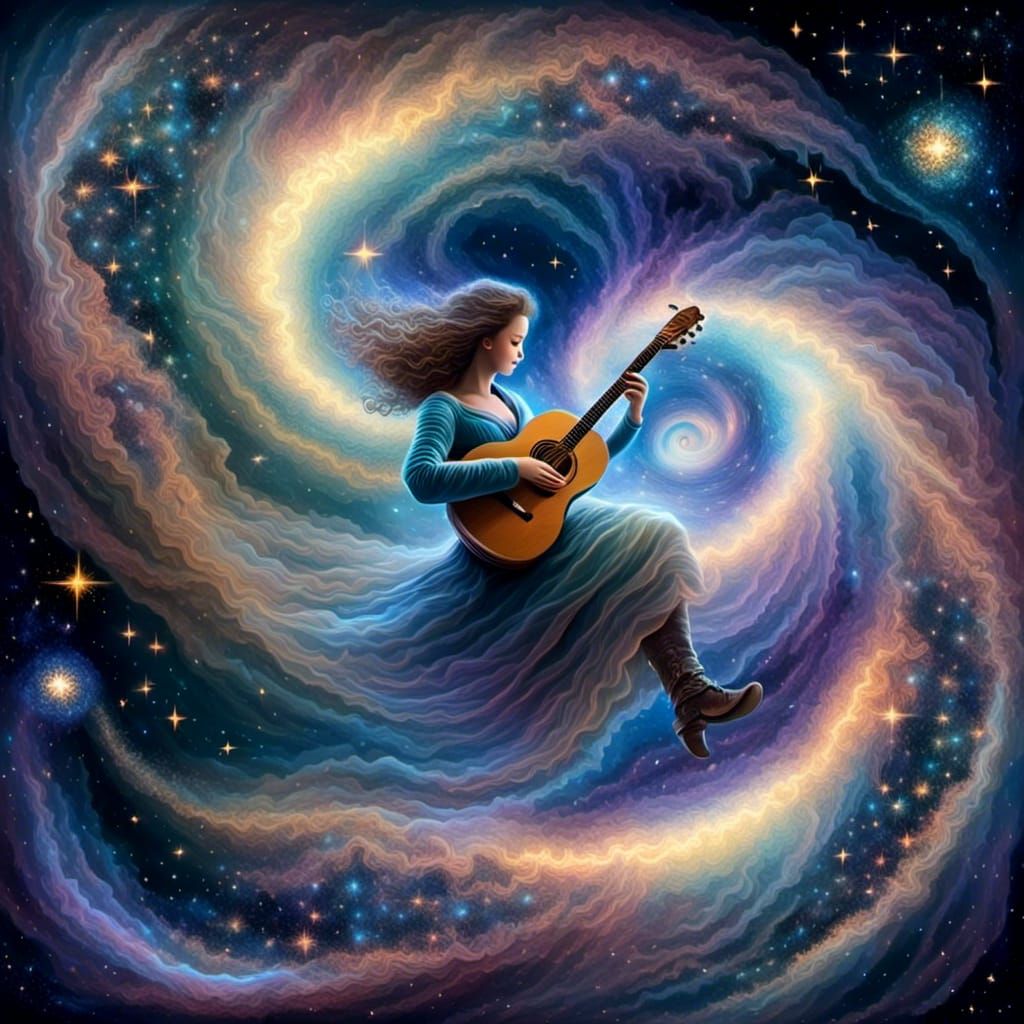 Ethereal Guitarist Flies Through Space in Dreamy Fantasy
