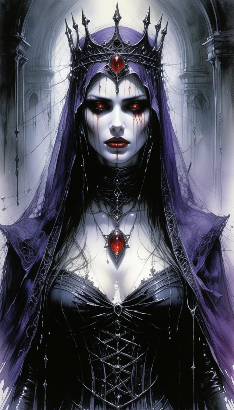 Queen of the Damned Conjures Spell in Watercolor Masterpiece