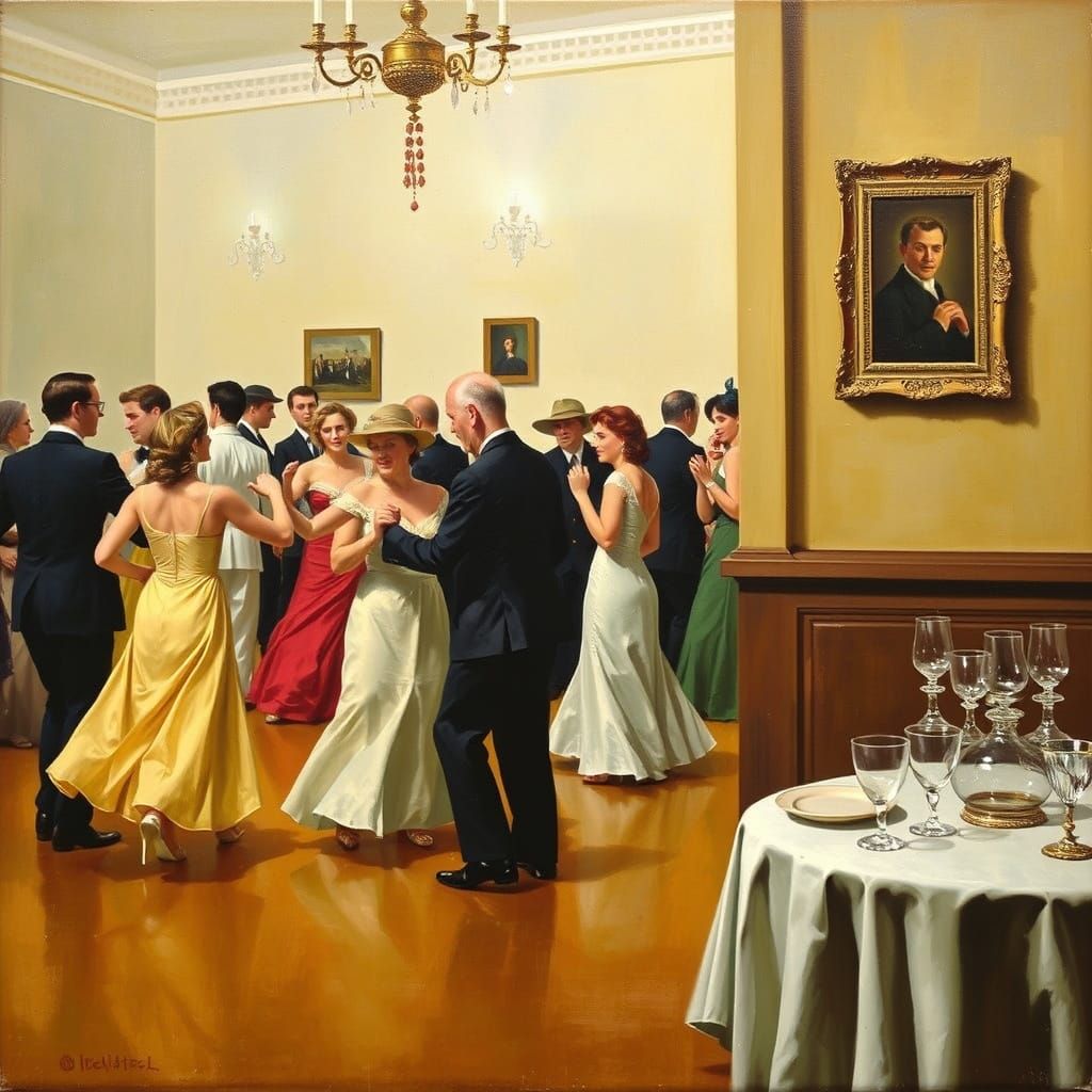 Elegant Ballroom Dance Scene in Fine Art Style