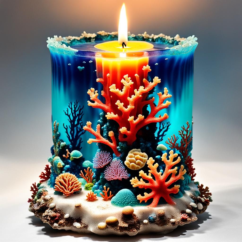 Resin Candle Reveals Vivid Coral Seascape
