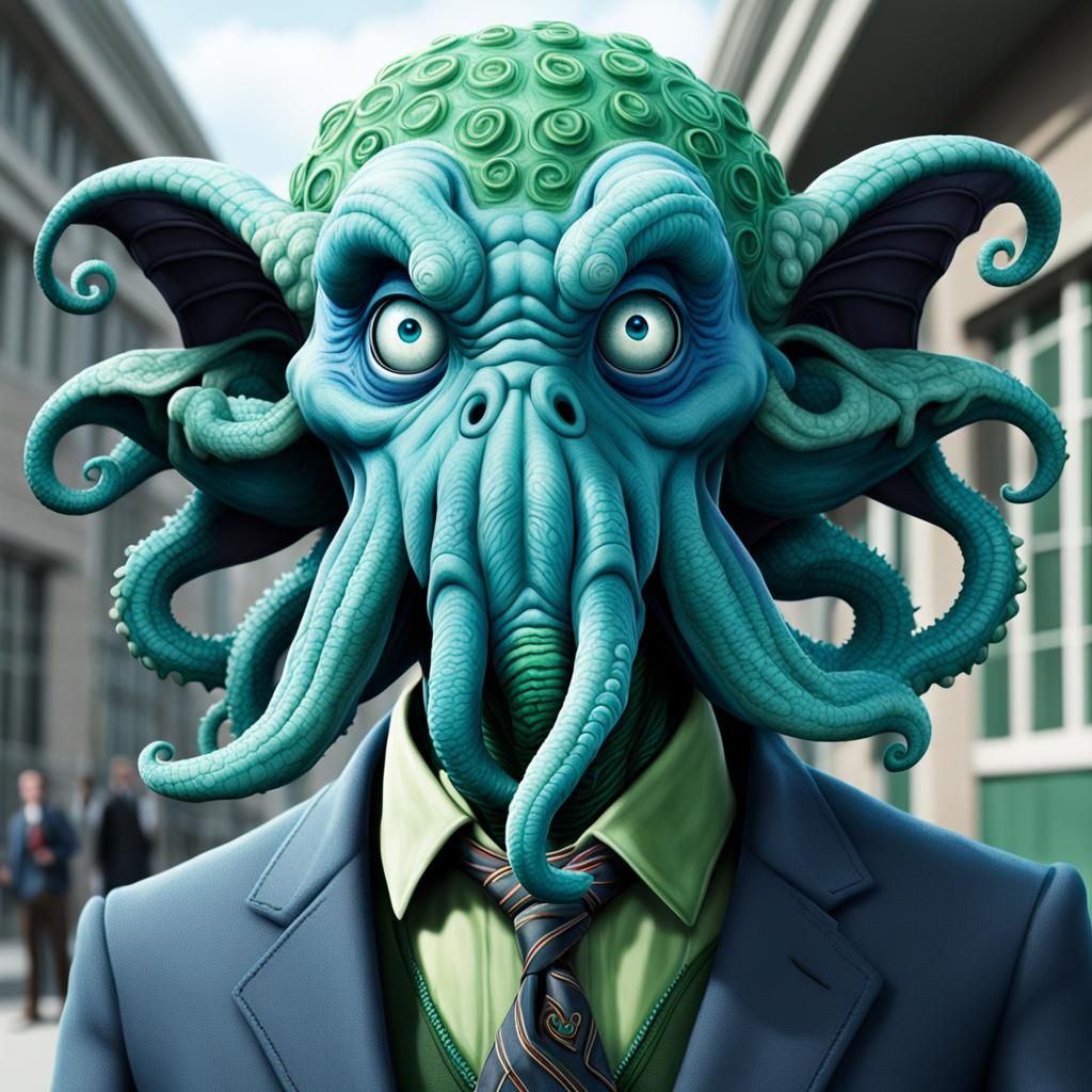 Cthulhu as Student: Fantasy Concept Art