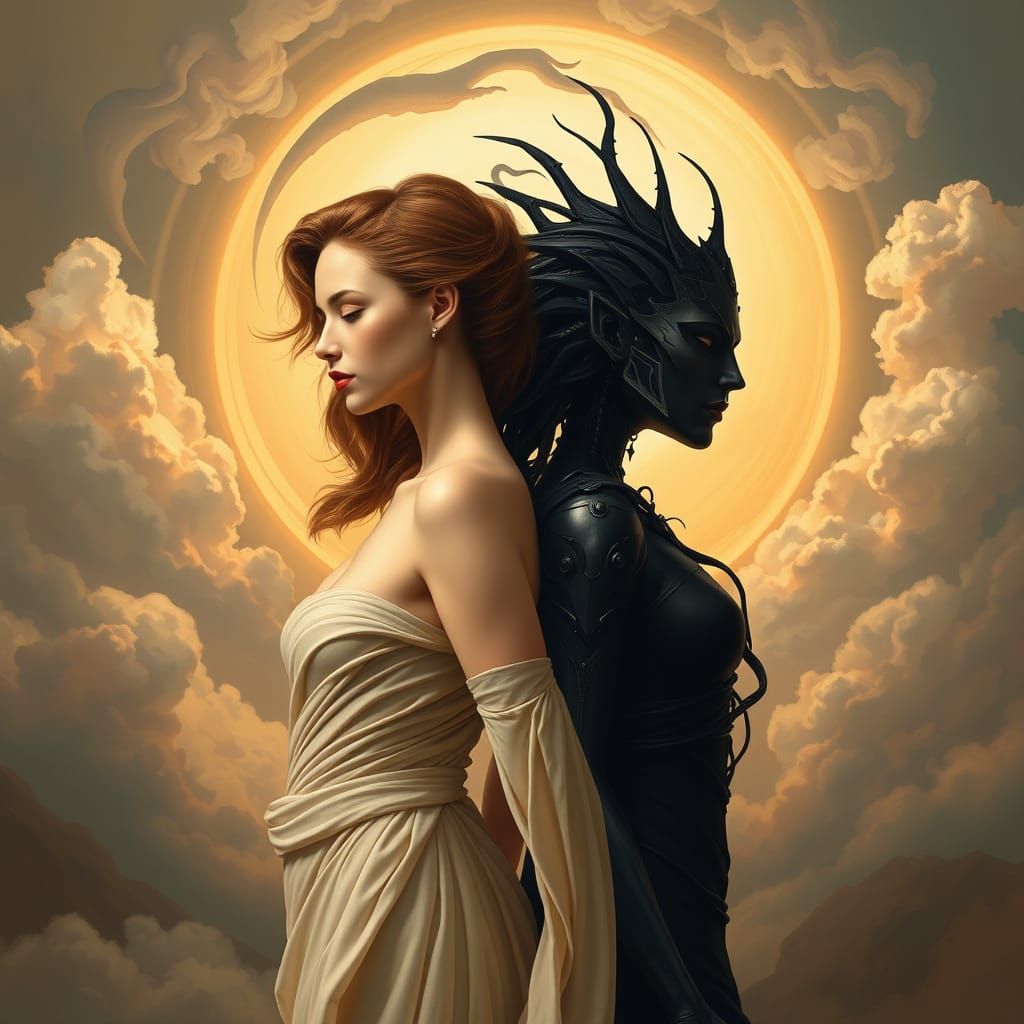 Elegant Yin Goddess Confronts Dark Yang Siren in Dreamlike H...