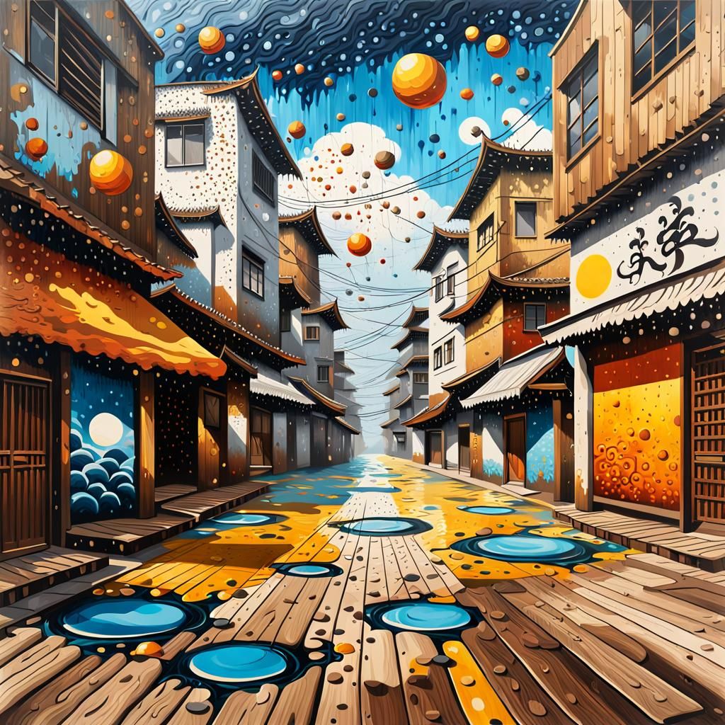 Apocalyptic Punk Landscape in Mixed Media Style