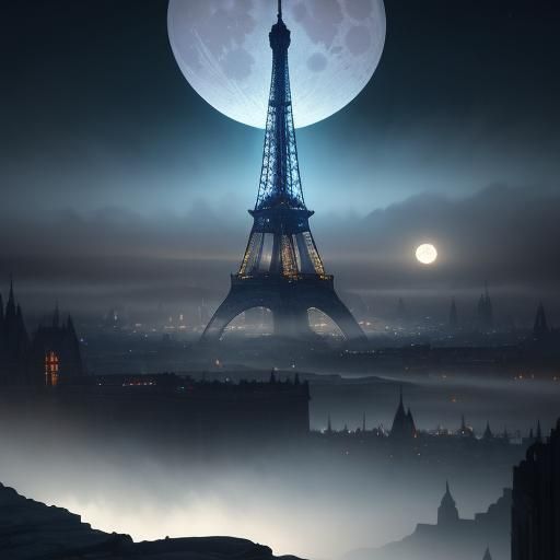 Eiffel Tower at Dusk: Fantasy Concept Art