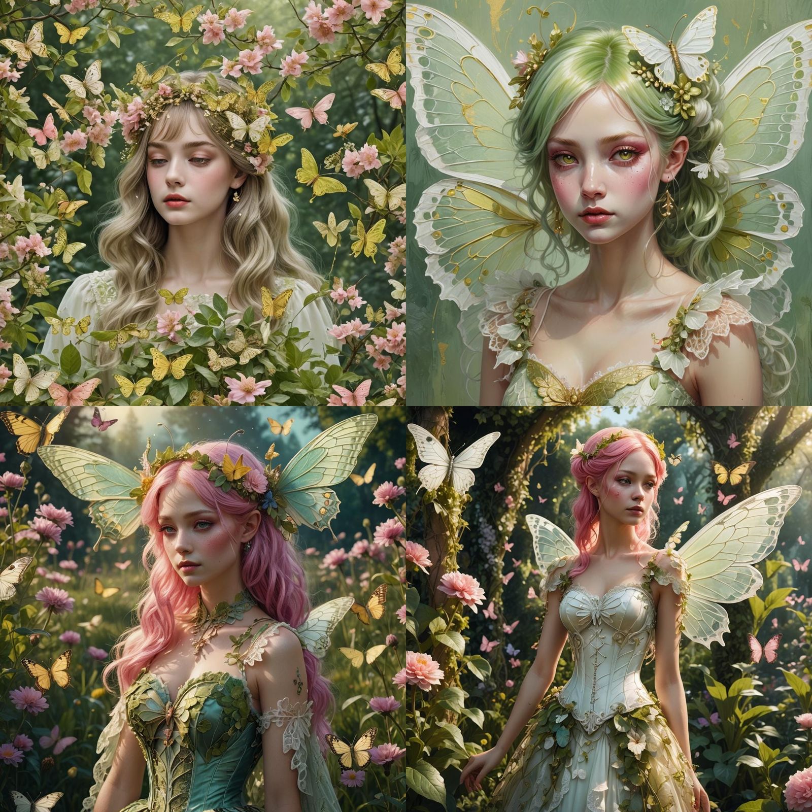 Butterfly Fairy with Pistachio Bodice, Digital Art