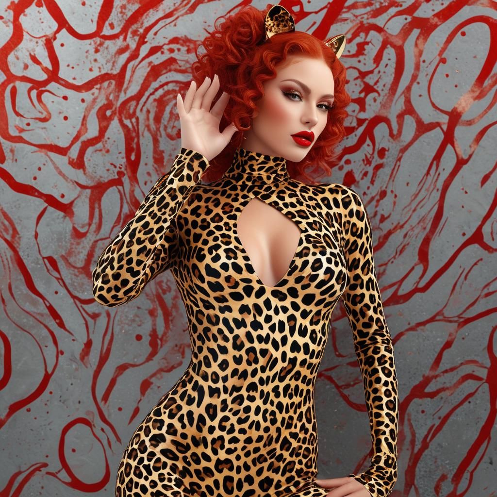 Leopard Woman in 3D Rendered Conceptual Art