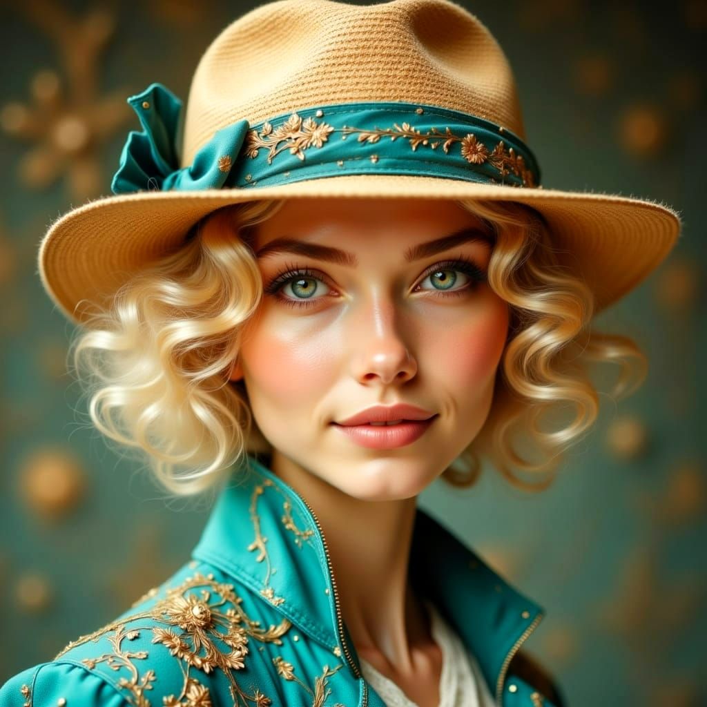 Stylish Woman with Fedora: Photorealistic Portrait