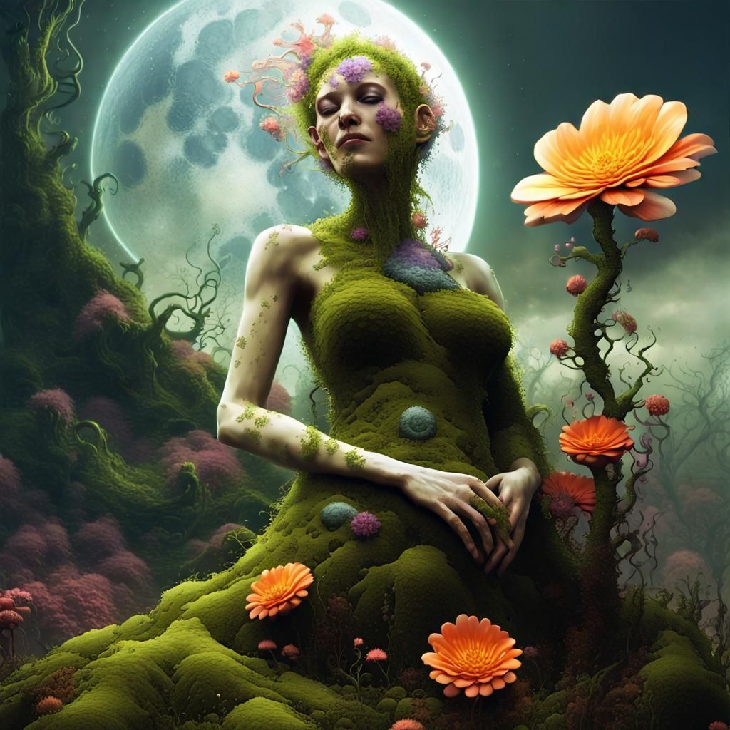 Saturn Sunrise with Buttercups: a Surreal Digital Painting