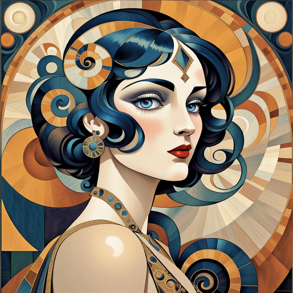 Art Deco Illustration in Cubist Fractal Style