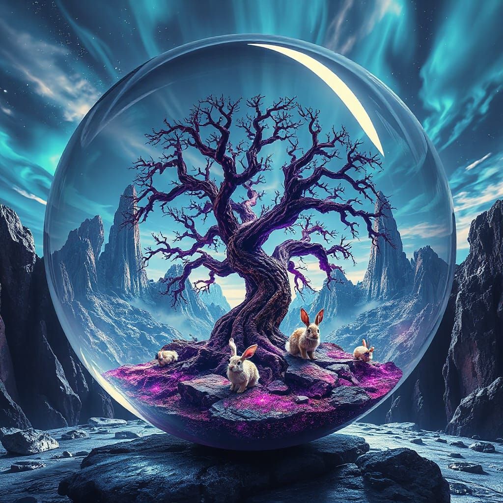 Cosmic Dreamscapes in Crystal Glass Orb