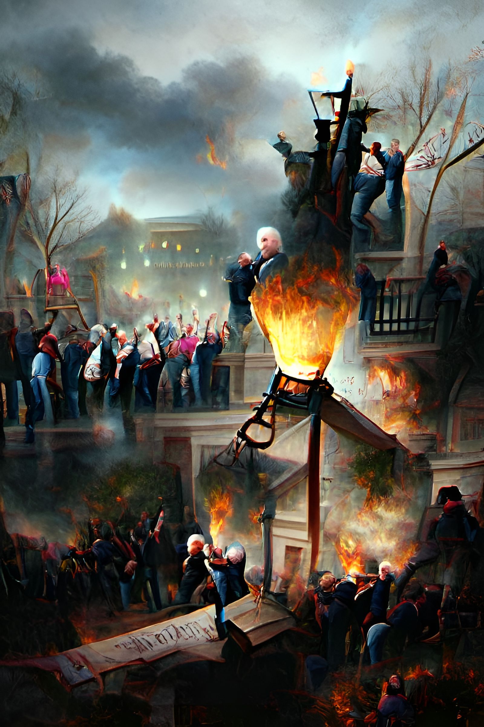 US Capitol Insurrection with Constitution Fire