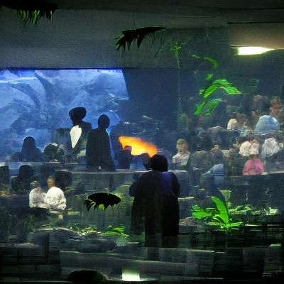 Aquarium Silhouette: People Watching Fish