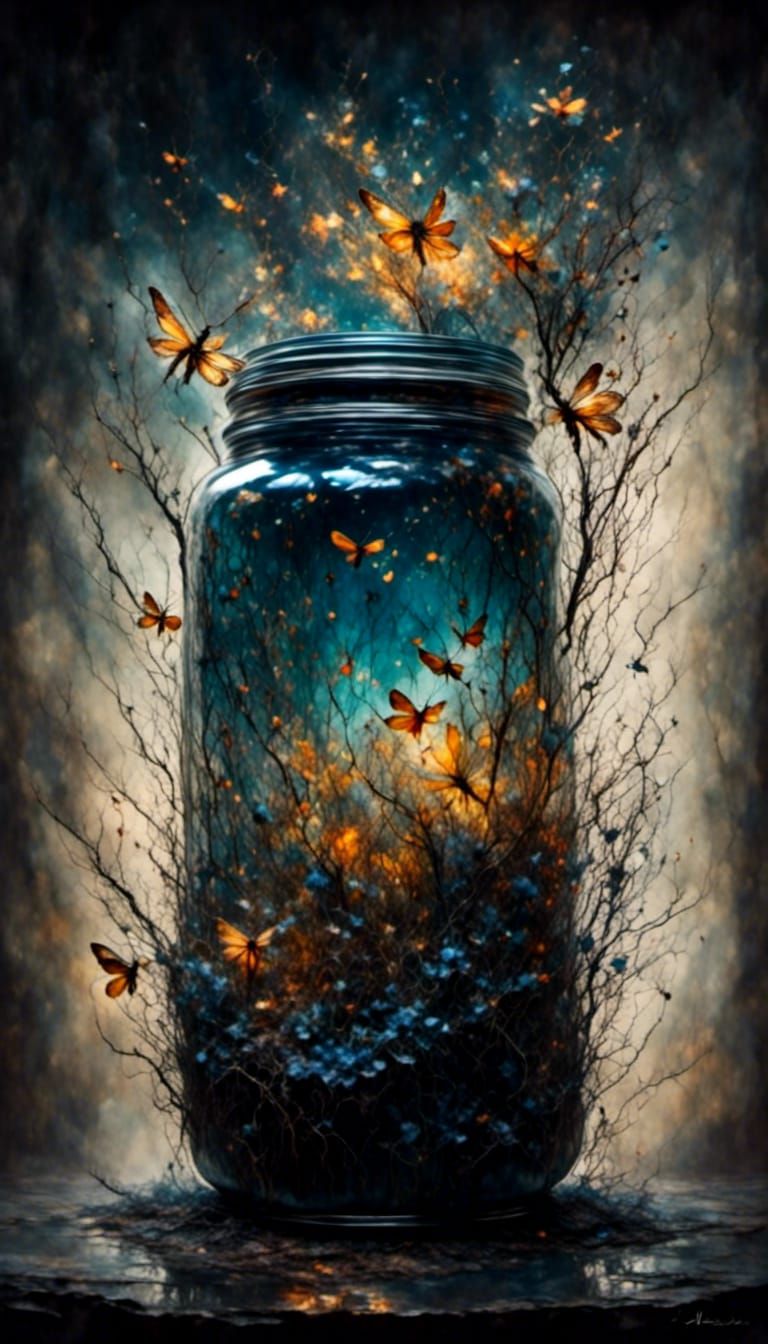 Magical Bioluminescent Forest in Oil on Canvas