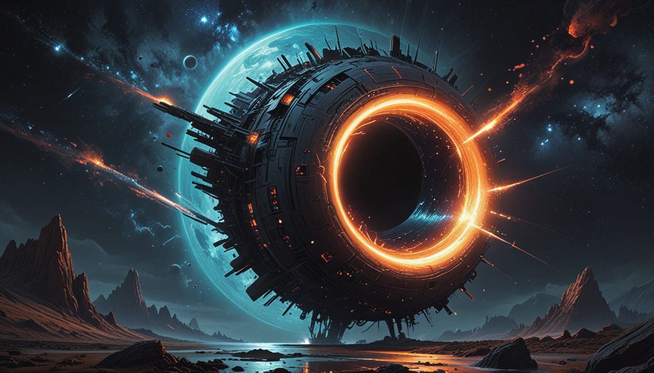 Cosmic Black Hole Erupts from the Void in Vibrant, Photoreal...