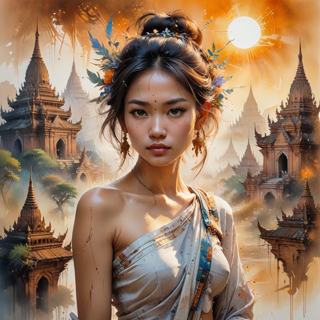 Mystical Bagan Plains at Dawn: Ancient Temple Landscape