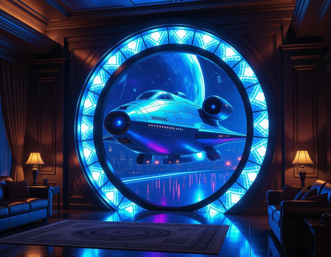 Sci-Fi Fantasy Archway Portal To Spaceship