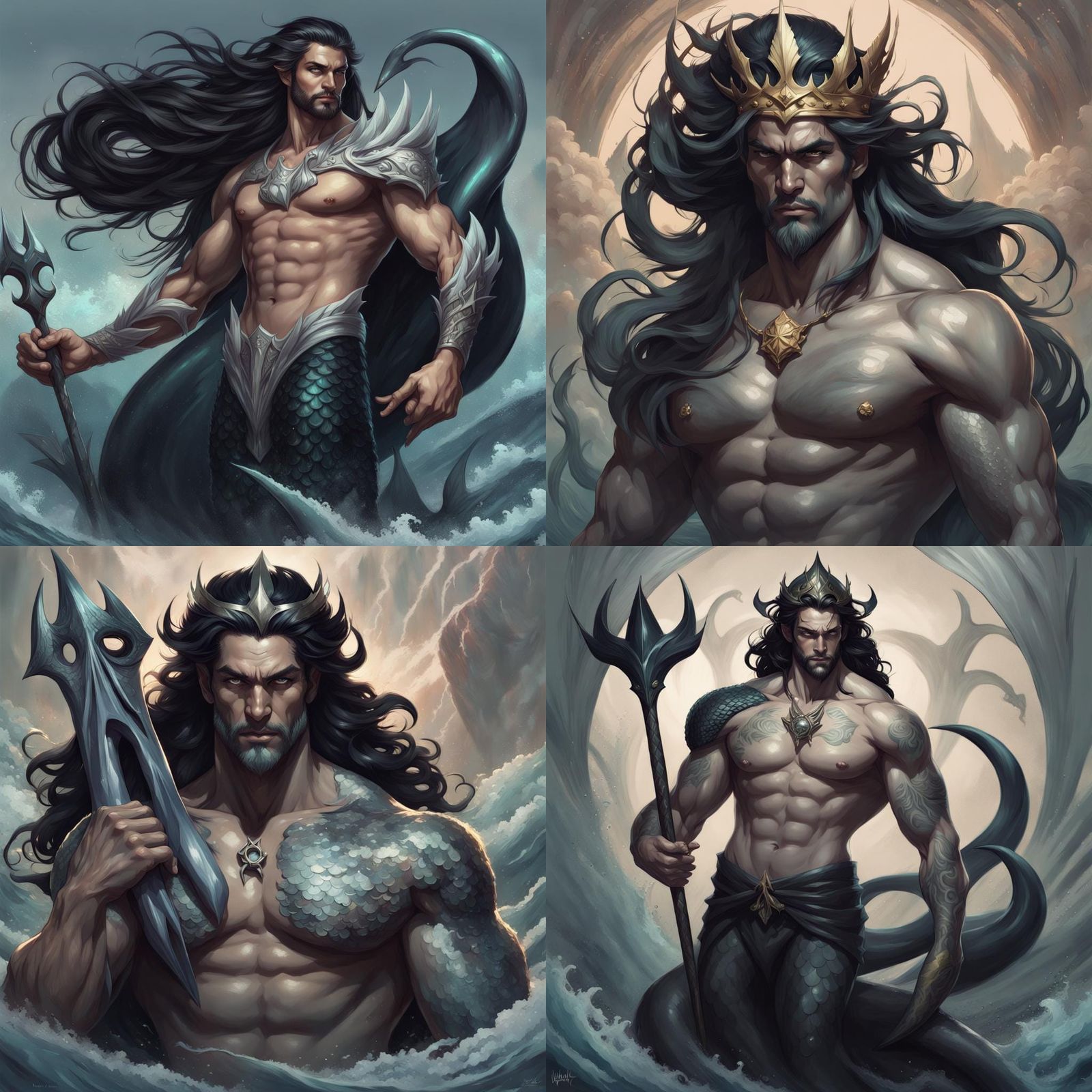 Merman Emperor Portrait in Hyperdetailed Style