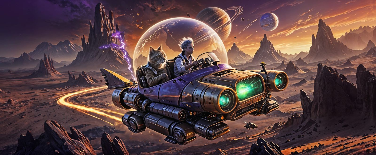 Mad Scientist and Cat Race on Alien Planet